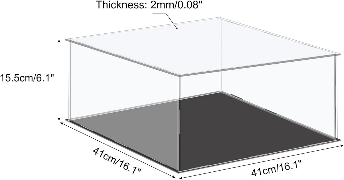 Clear Acrylic Display Case 16.1 Inch Plastic Box Dustproof Sourcing Map