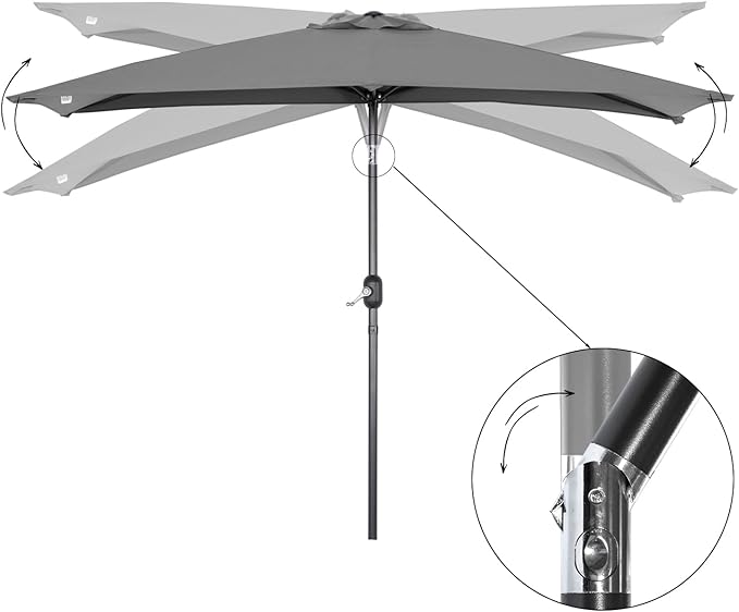 Half Rectangular Patio Parasol UV30+ Tilt Crank Handle Angel Living