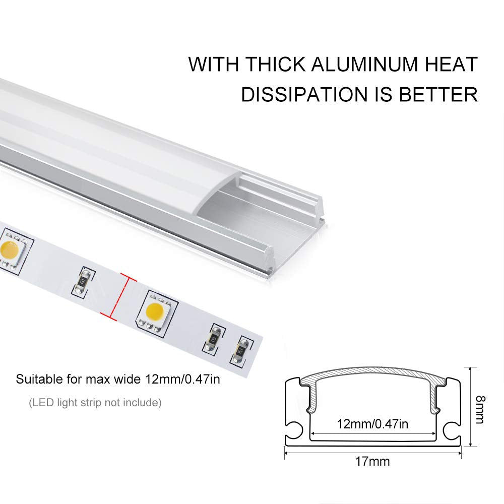 LED Aluminium Profile 1m 5 Pack U Shape Channel Diffuser Silver LightingWill