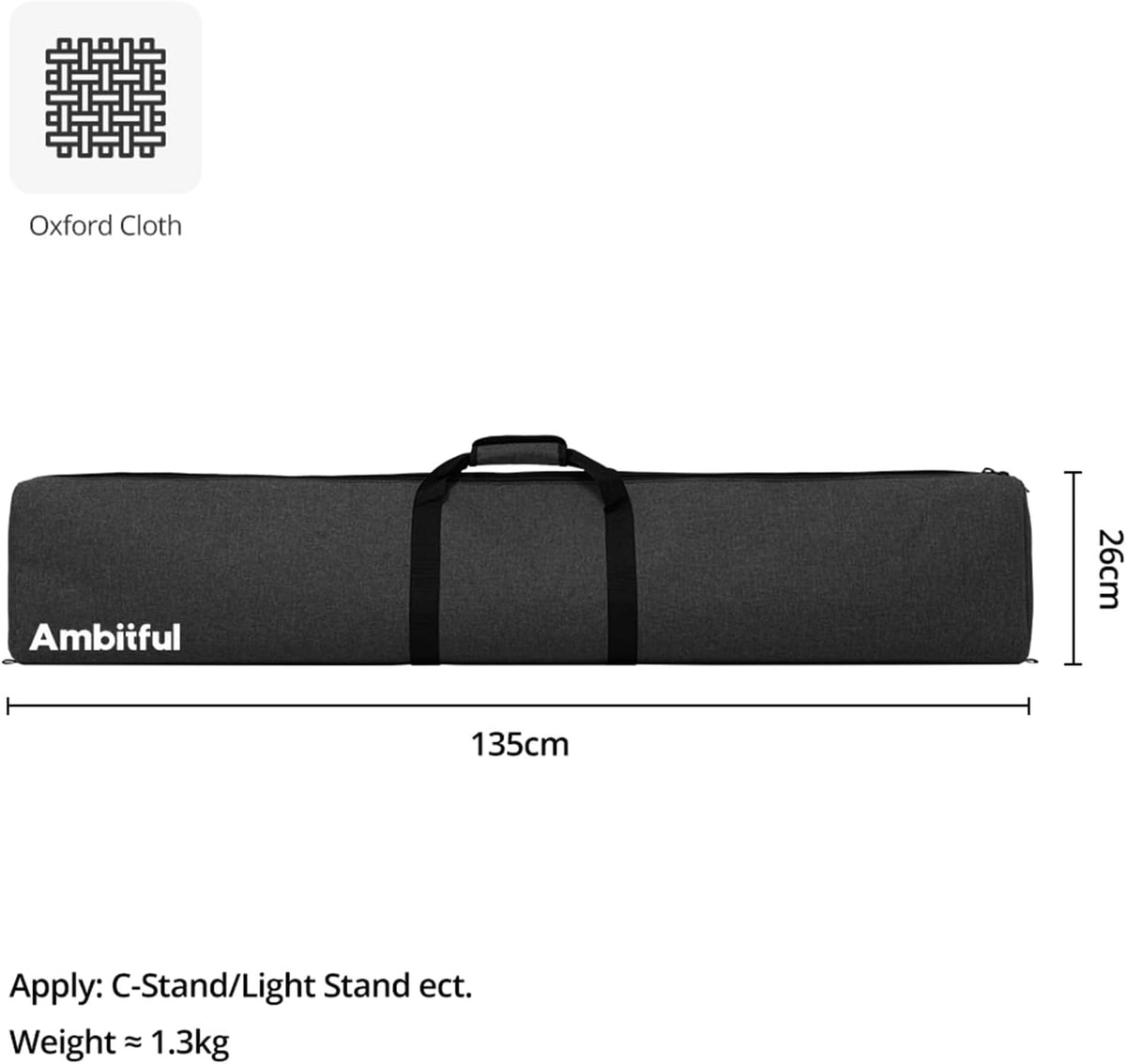 C Stand Carrying Bag 132x19x13cm Photography Lighting Stand Storage AMBITFUL PB20