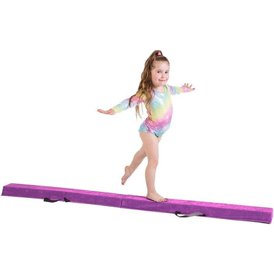 Gymnastics Balance Beam for Kids 240cm Folding EVA Foam Purple Home Training