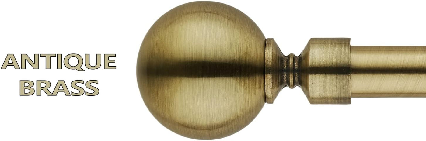Extendable Curtain Pole 70-210cm Brass Gold Ball Finials 19mm Curtain Rod Set