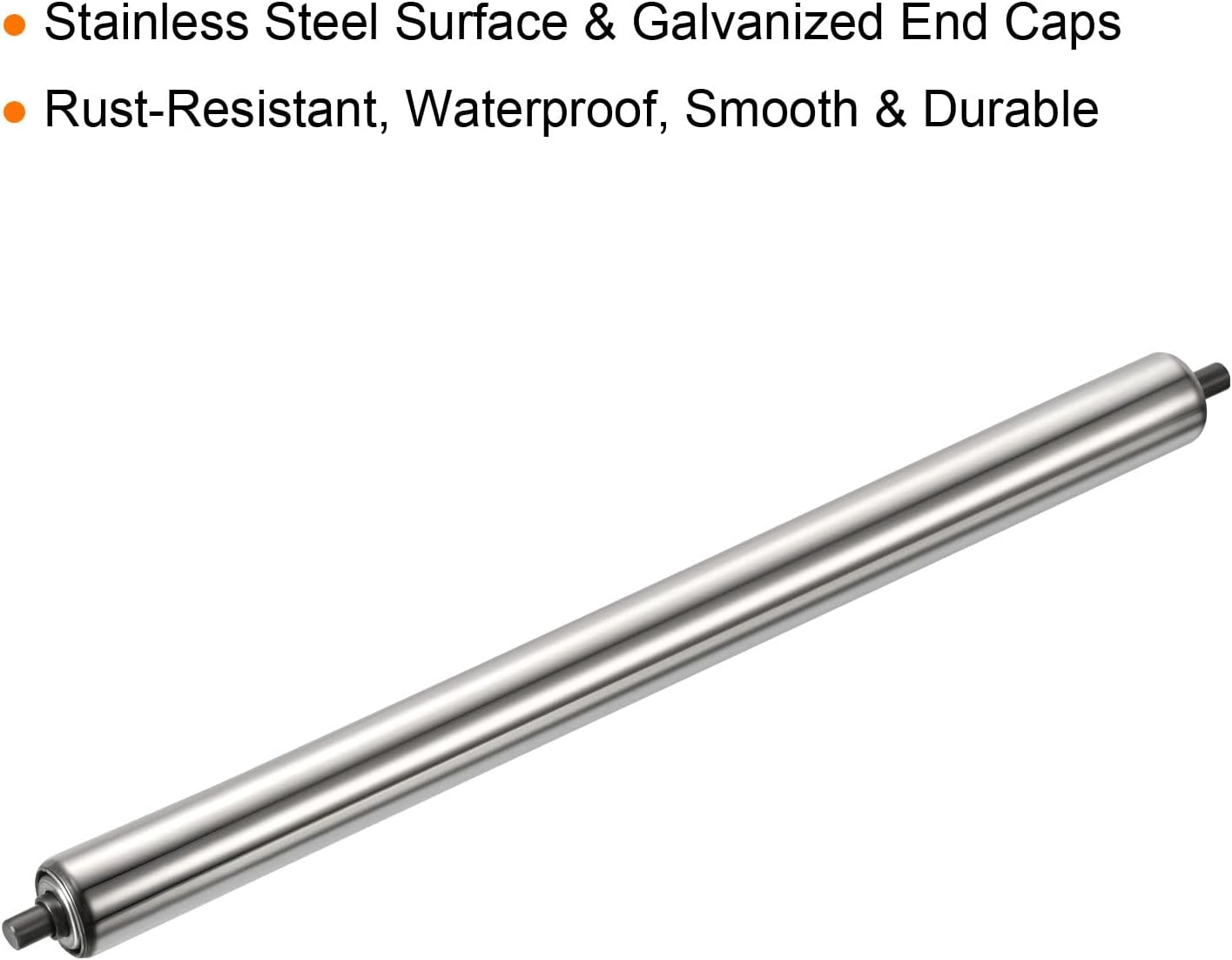 Stainless steel cylindrical component with text highlighting features on a white background