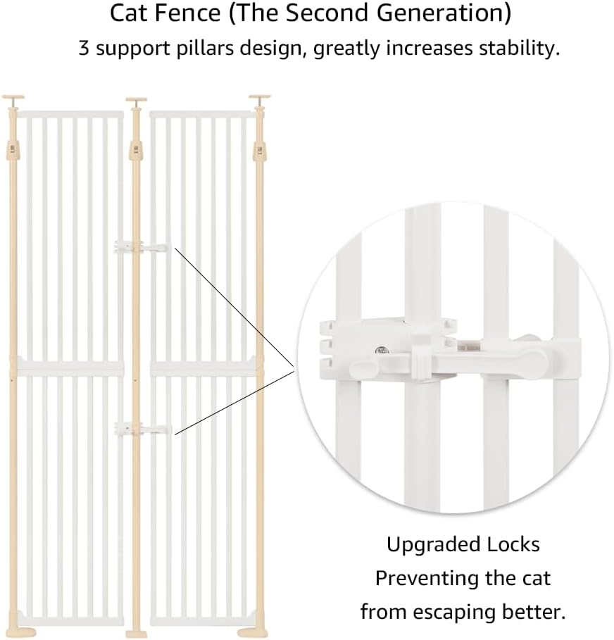 Extra Tall Pet Gate 190-250cm H 85-96cm W Adjustable Pressure Mounted White