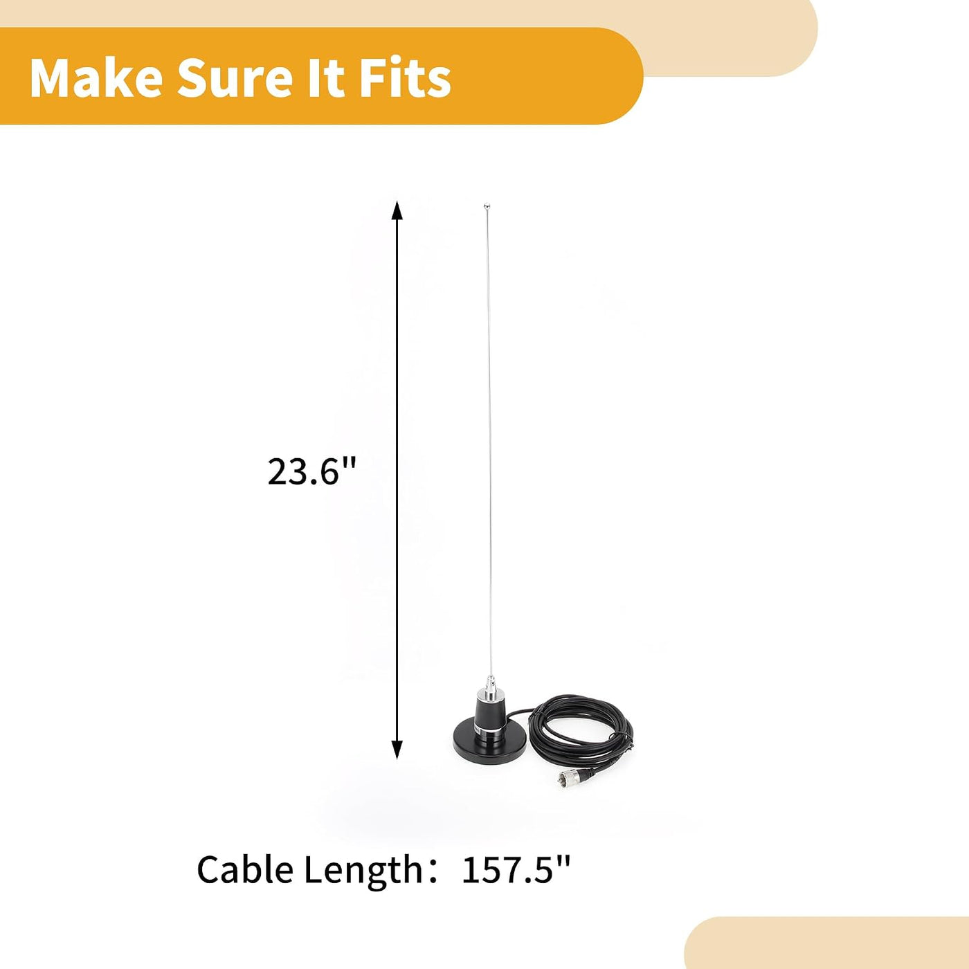 Car Radio Antenna 23.6 Inch Universal Sucker Mount 157.5 Inch Cable Black Aerial
