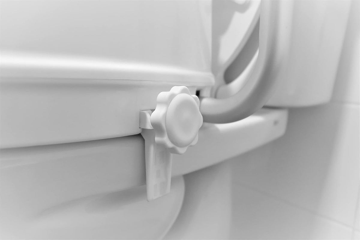 Raised Toilet Seat 10cm with Handles Lid White Bathroom Mobility Aid PEPE