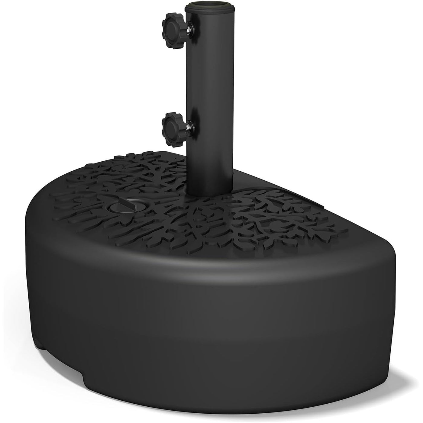 Half Round Parasol Base 57kg Heavy Duty Water Sand Fillable Black Helios&Hestia