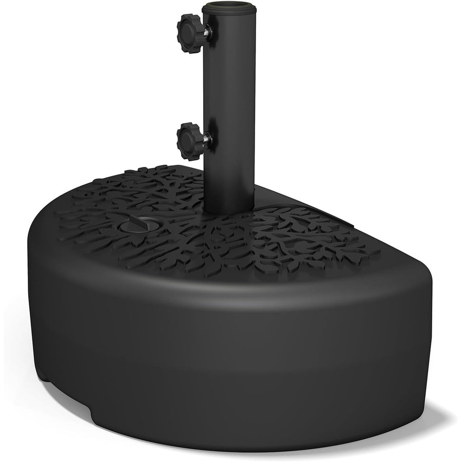 Half Round Parasol Base 57kg Heavy Duty Water Sand Fillable Black Helios&Hestia