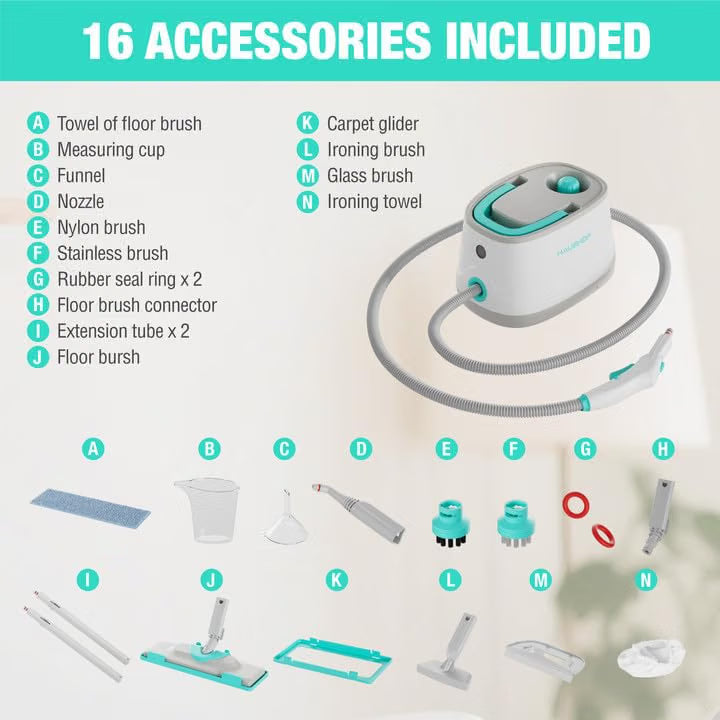 Steam Cleaner 2000W Multipurpose High Pressure 16 Accessories HAUSHOF Home Cleaning