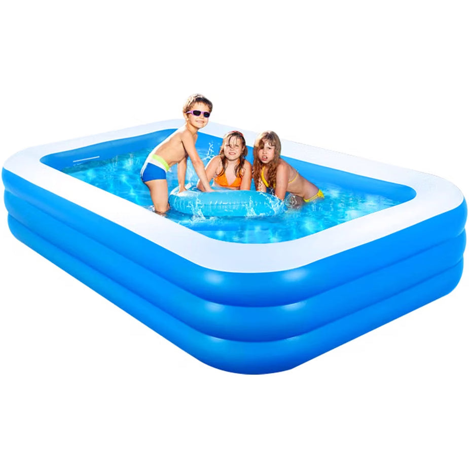 Inflatable Paddling Pool 290x163x50cm 3 Ring Family Swimming Pool GALAXYER Garden
