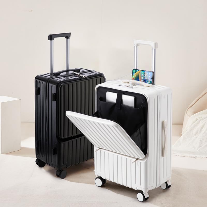 24 Inch Suitcase Lightweight TSA Lock USB Cup Holder Black Simcat Check In Luggage