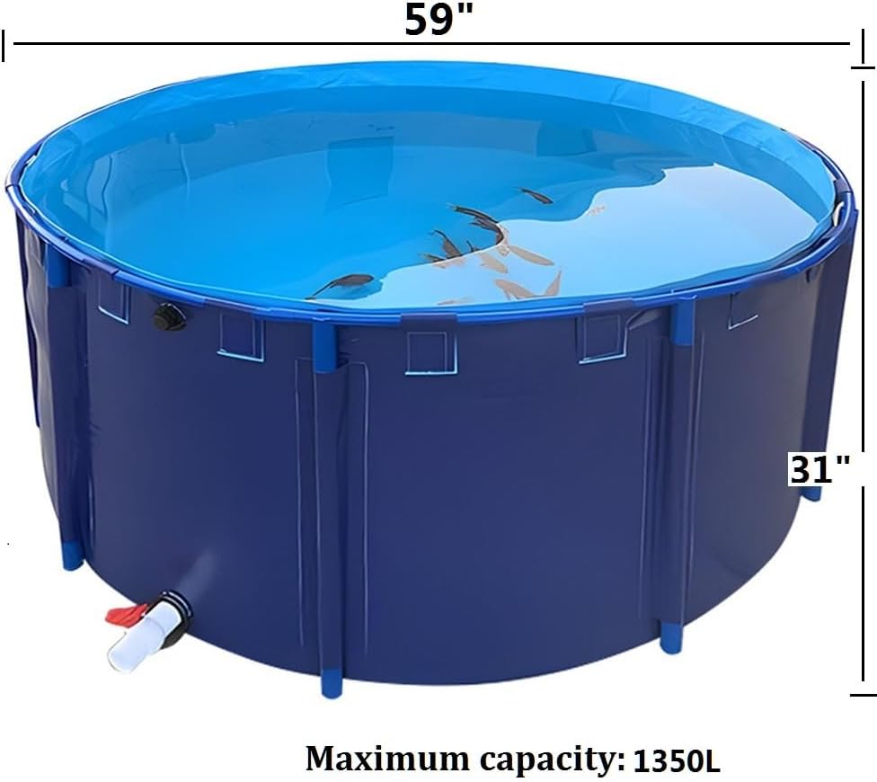 Above Ground Pool 1.5m Round Thick Canvas Fish Pond Outdoor Water Tank Garden