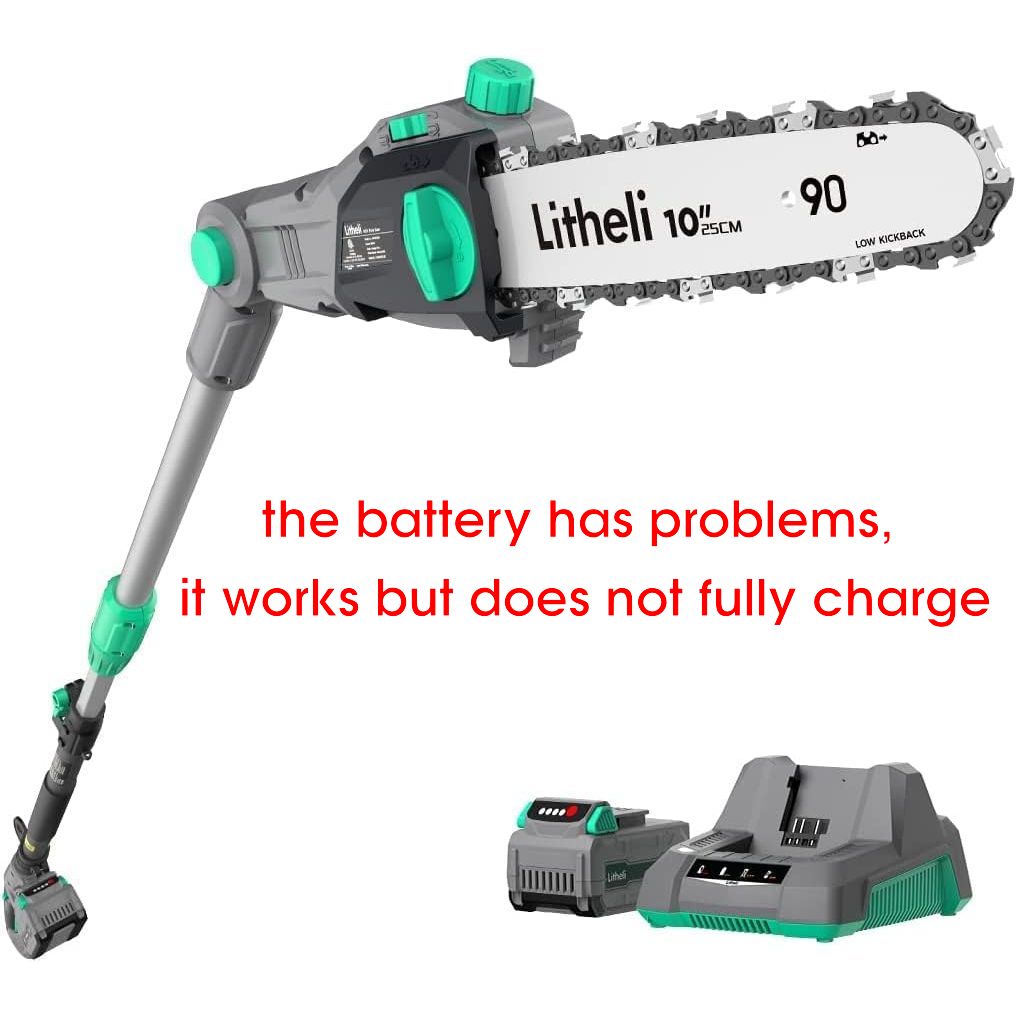 Litheli Cordless Pole Saw 36V, Telescopic Chainsaw 2.6m, 2.0Ah Battery Included - Massive Discounts