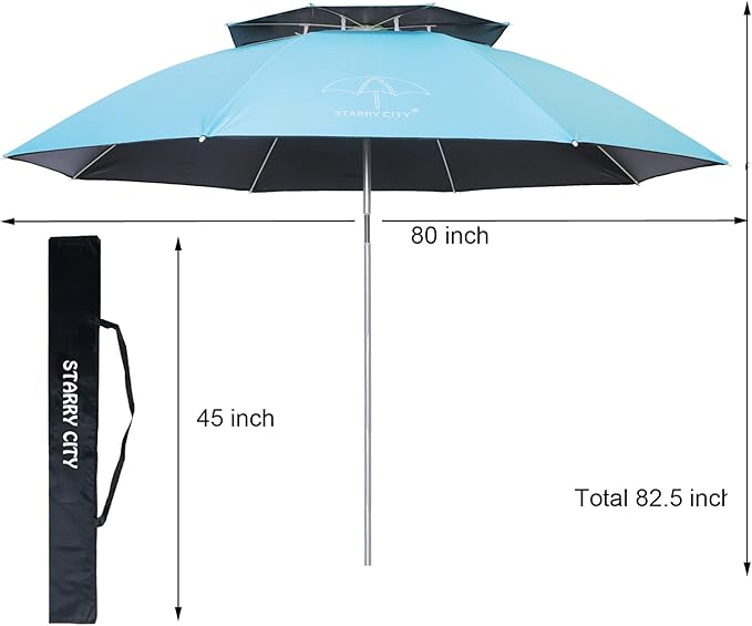 Beach Umbrella 7.2ft Portable Windproof Sun Shade STARRY CITY