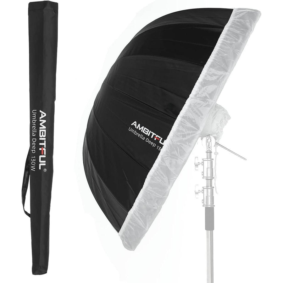 AMBITFUL UB-130W 51-Inch Parabolic Silver Reflective Umbrella with Diffuser - Massive Discounts