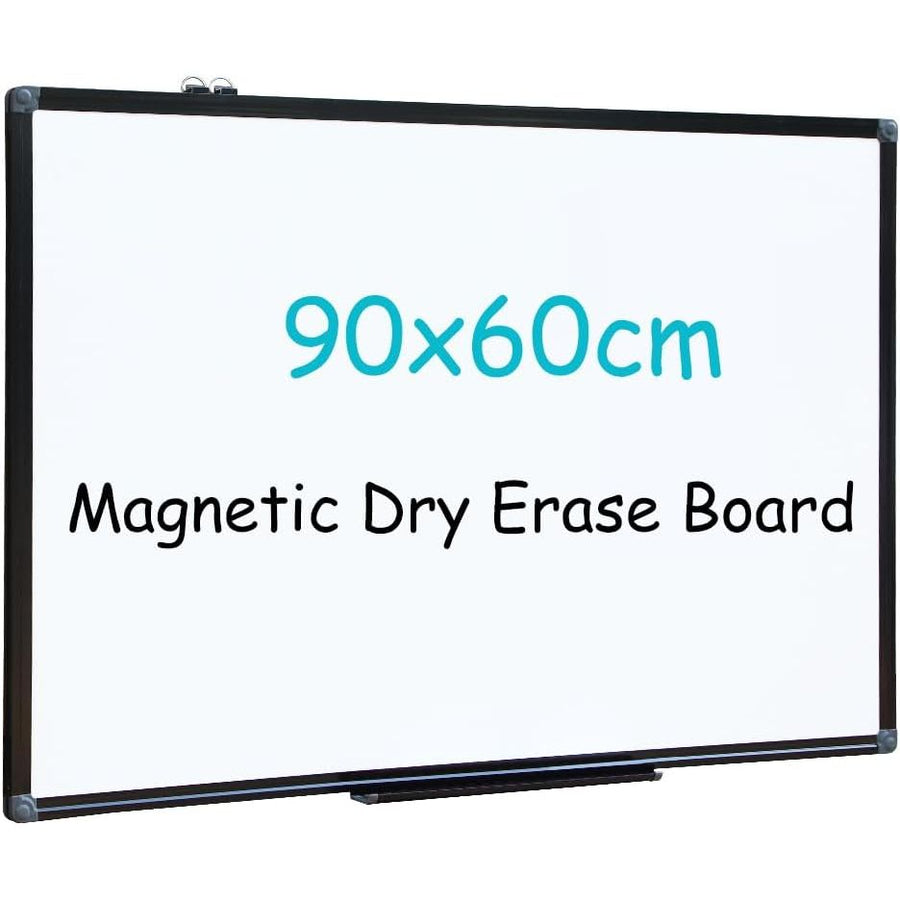 Magnetic Whiteboard 90x60cm Wall Mounted Dry Erase Board Black Frame XIWODE Steel