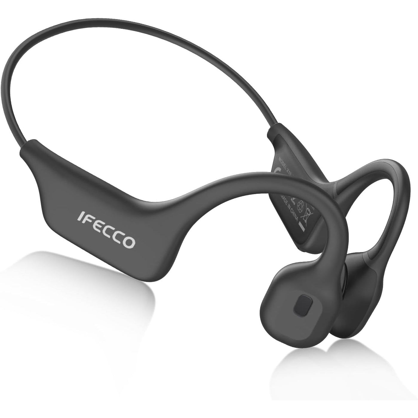 Black wireless earbud headphones with 'IFECCO' branding on a white background