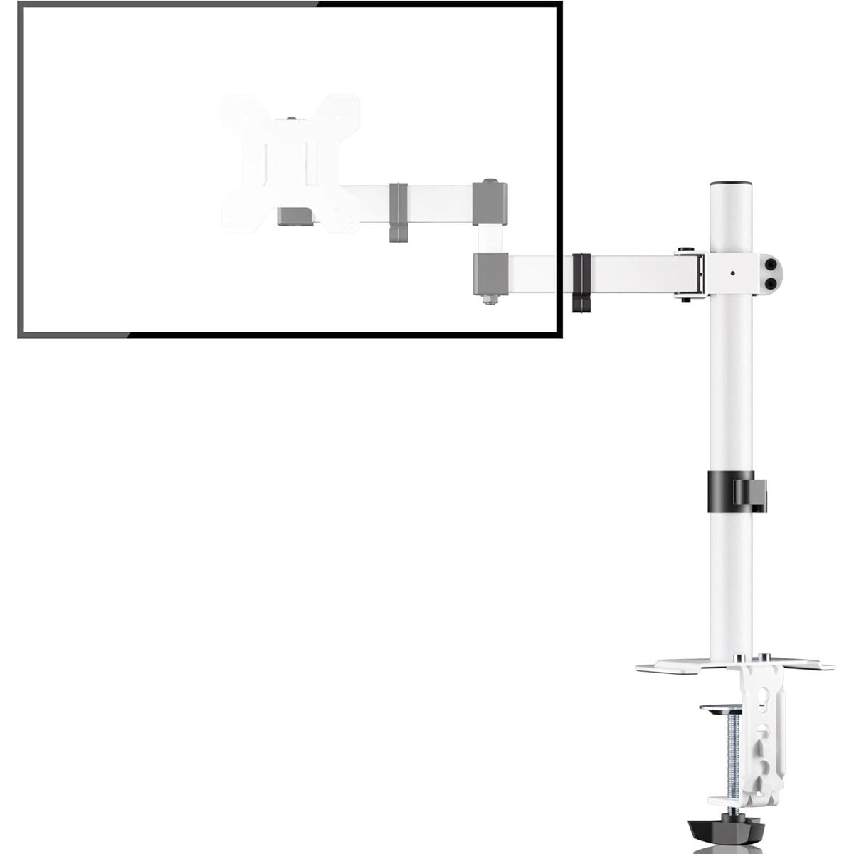 Single Monitor Arm 13-32 Inch 10kg Adjustable VESA Desk Mount White Screen Stand