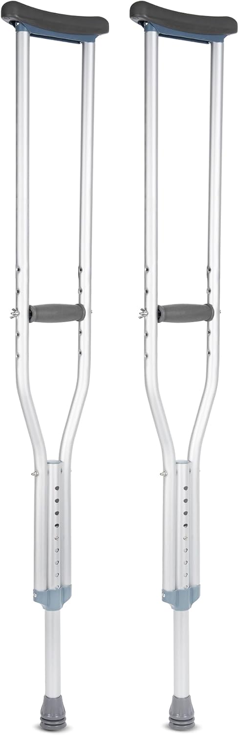Underarm Crutches Set of 2 Adjustable Aluminium 150kg Padded Handles Large