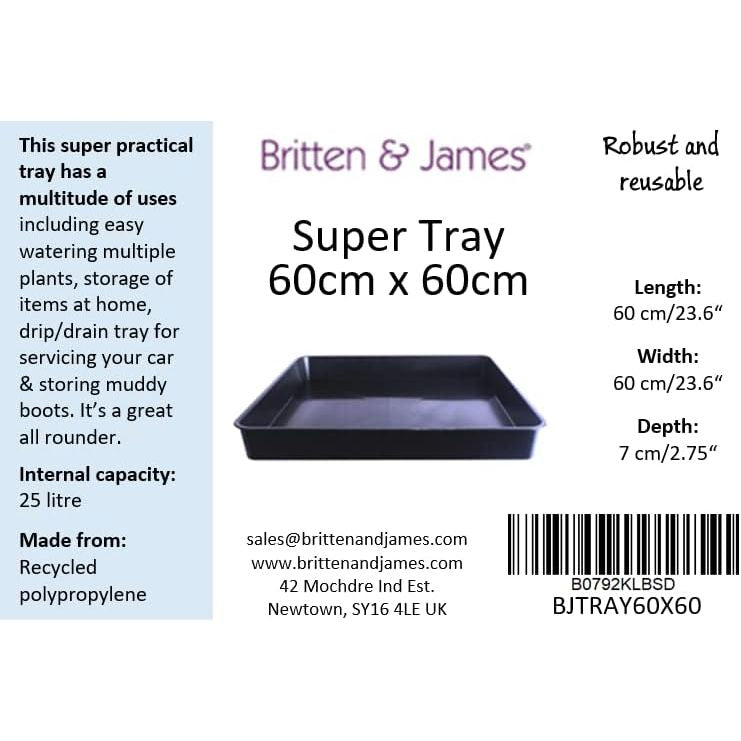 Britten & James Large 60x60cm Square Deep Tray, Garden & Greenhouse, Multi-Use