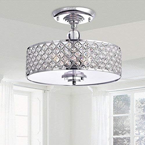 Crystal Ceiling Light 40cm Chrome Modern Chandelier E14 Saint Mossi Living Room