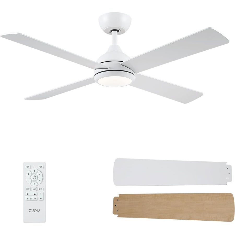 Ceiling Fan With Lights 48 Inch Remote Quiet Reversible White CJOY