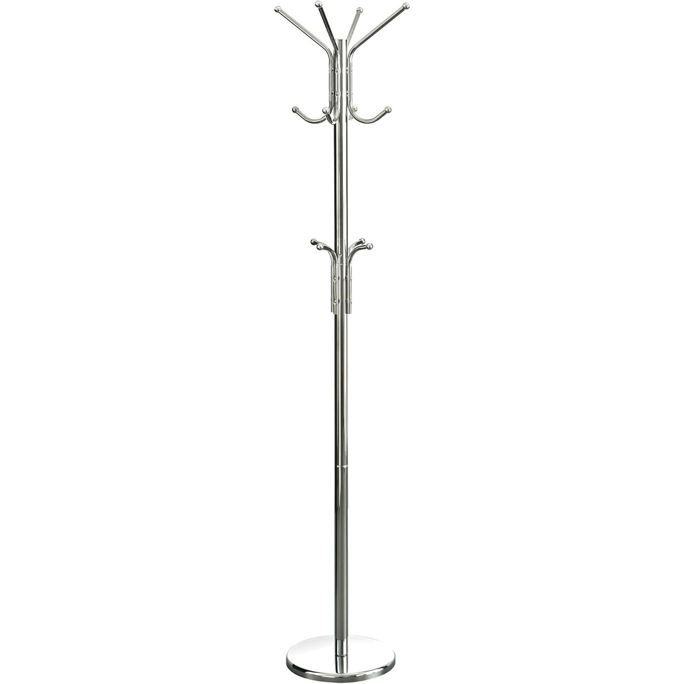 Floor Standing Coat Stand 12 Hooks Chrome Hallway Clothes Rack Premier Housewares