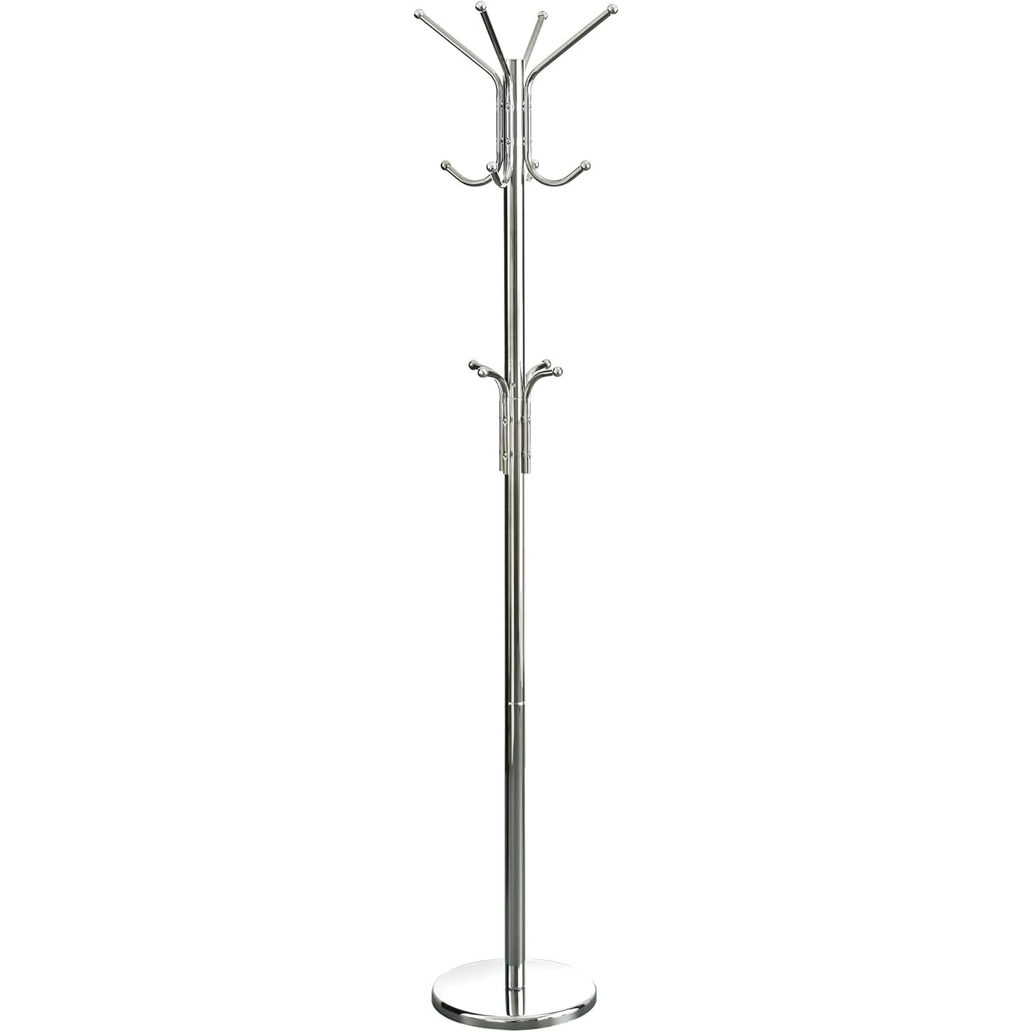 Floor Standing Coat Stand 12 Hooks Chrome Hallway Clothes Rack Premier Housewares