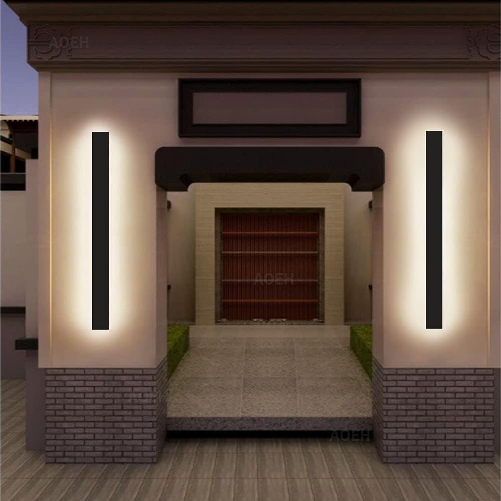 Outdoor Wall Light 60cm LED 20W IP65 Waterproof Black 3000K Garden Wall Sconce