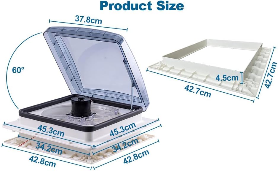 Caravan Roof Vent Fan 40x40cm Rain Sensor 10 Speed Remote Ventilation
