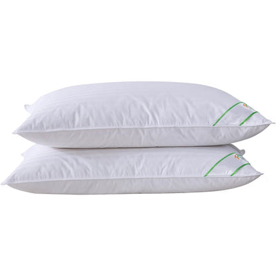 Goose Feather Down Pillows Pair Luxury 100% Cotton Cover Soft Bed Sleeping Pillow