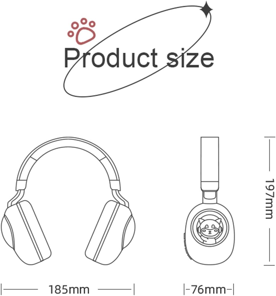 Diagram showing the size of a pair of headphones with measurements in millimeters.