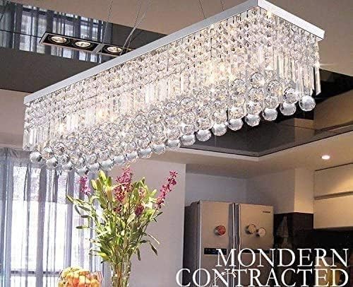 Crystal Chandelier K9 Droplet Rectangular Chrome LED Pendant Light Modern Luxury