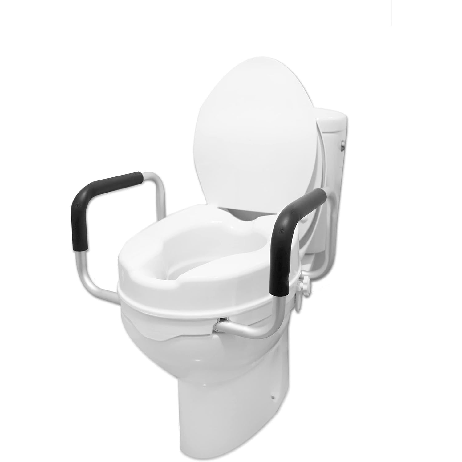 PEPE 4'' Raised Toilet Seat with Handles & Lid, Riser for Elderly & Disabled