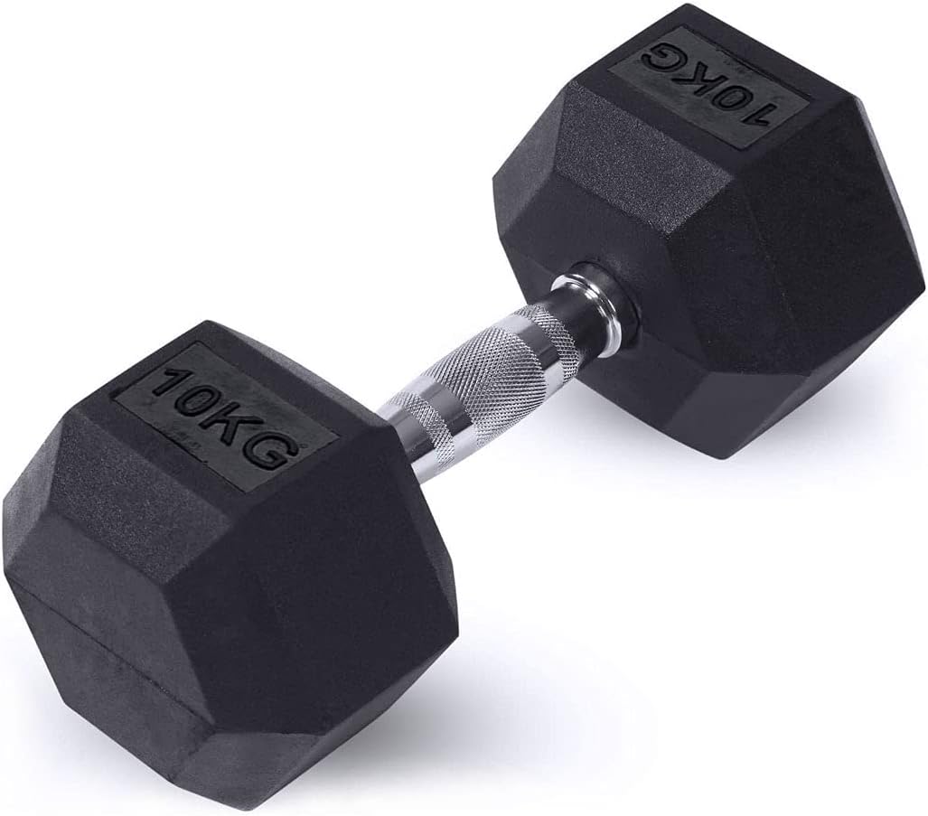 Rubber Dumbbells 2 x 10kg Pair Home Gym Fitness Strength Training Weights Set
