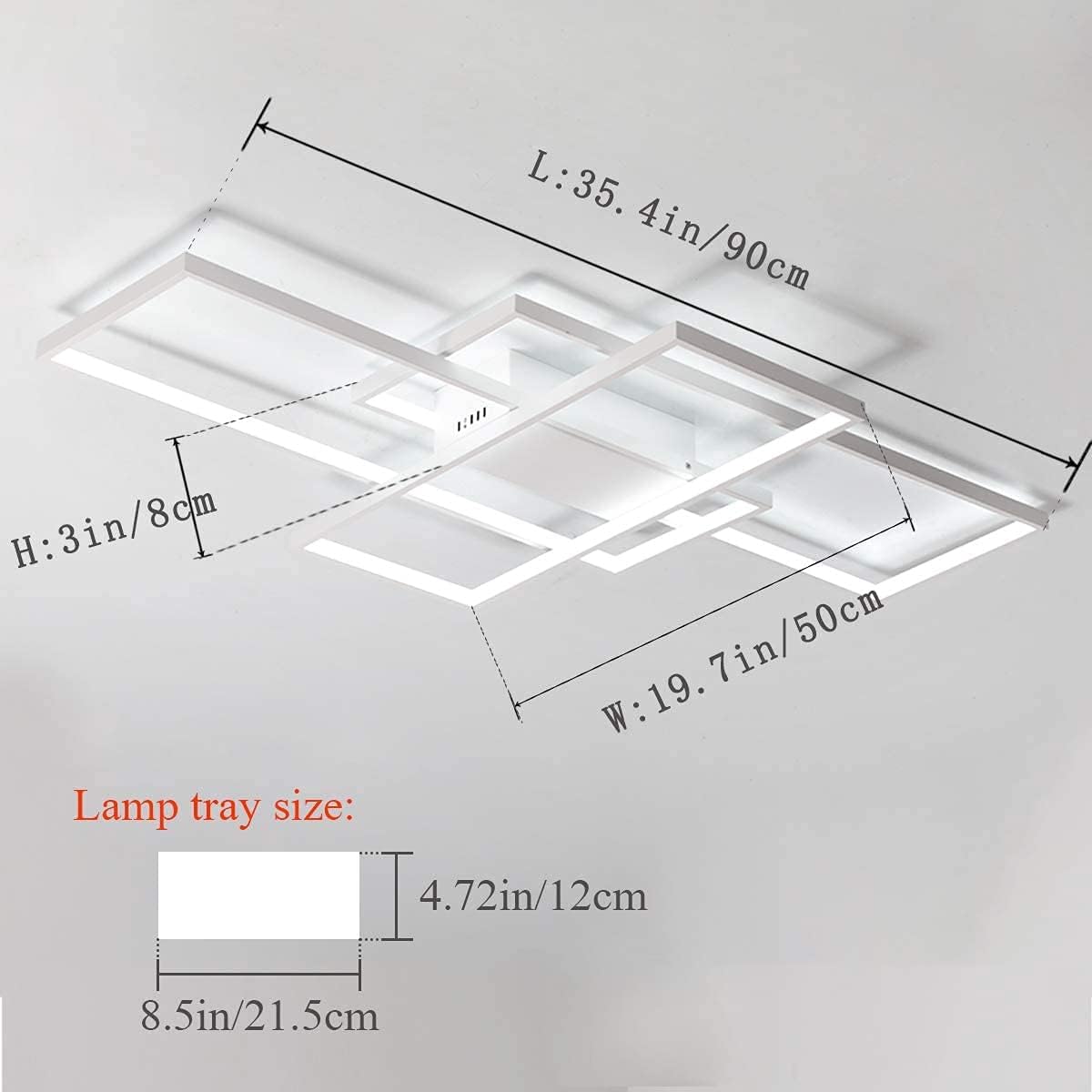 LED Ceiling Light 75W Square Flush Mount Cool White Geometric 3 Frame Modern