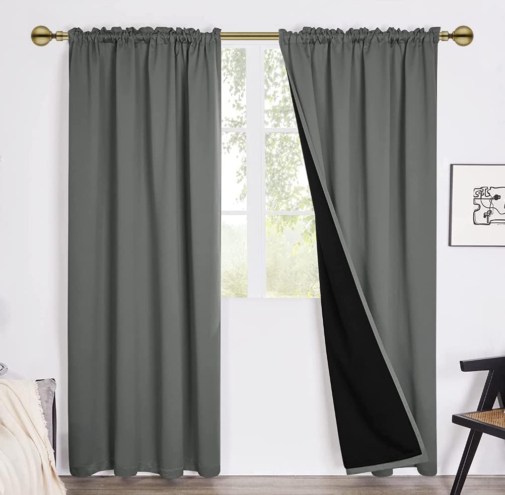 Extendable Curtain Pole 70-210cm Brass Gold Ball Finials 19mm Curtain Rod Set