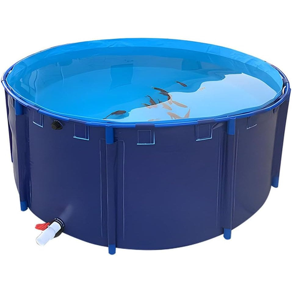 Above Ground Pool 1.5m Round Thick Canvas Fish Pond Outdoor Water Tank Garden