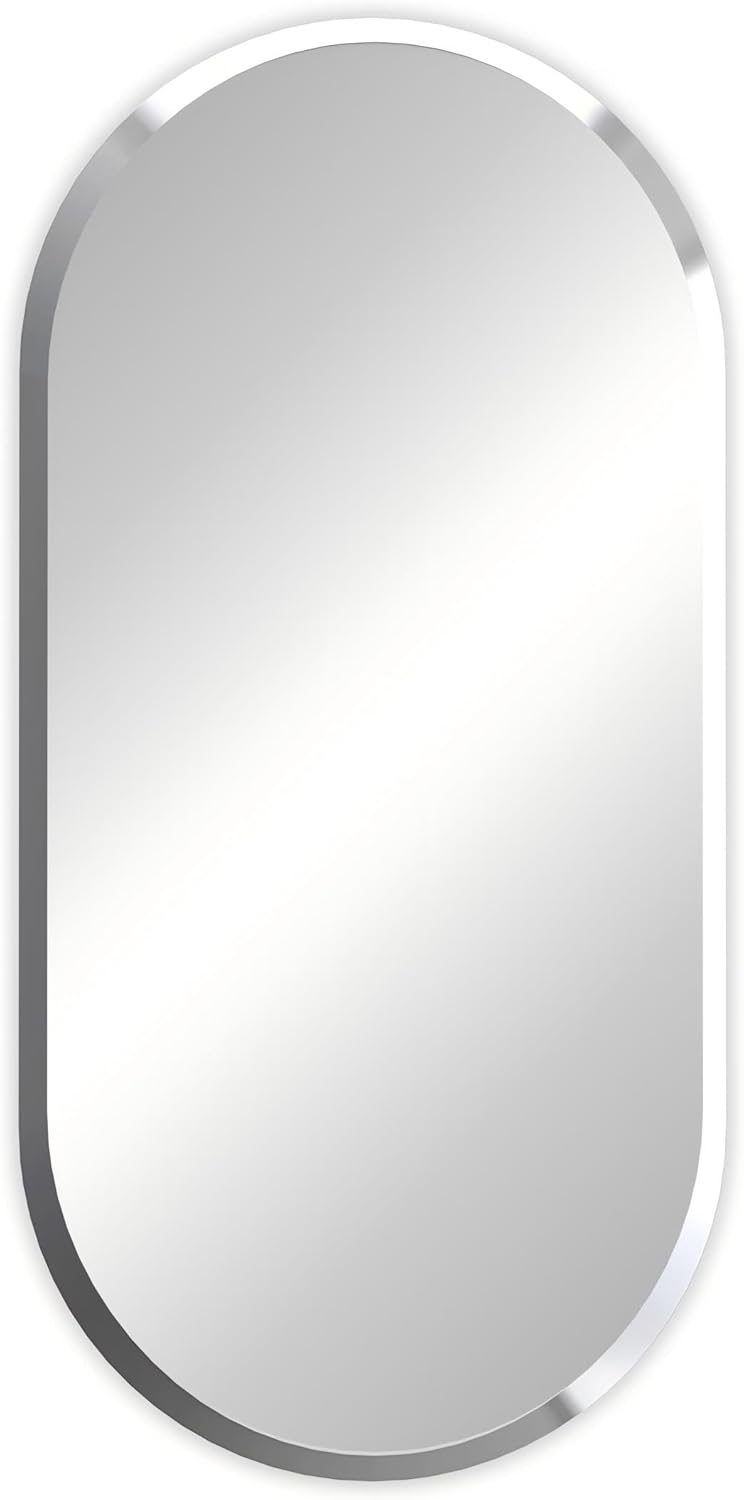 Oblong Wall Mirror 60x120cm Frameless Beveled Edge Silver Mirror