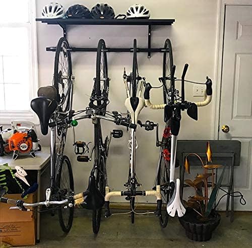 5 Bike Storage Rack with Shelf, 135kg Capacity, Adjustable Wall Mount Organizer