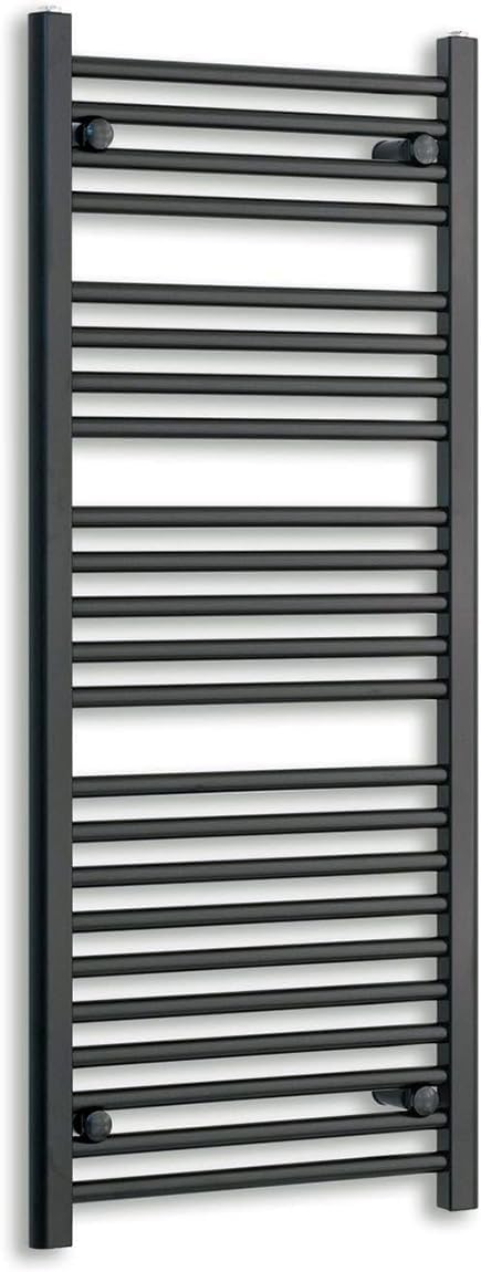 600mm x 1400mm Black Heated Towel Rail Flat Bathroom Warmer Radiator Rack