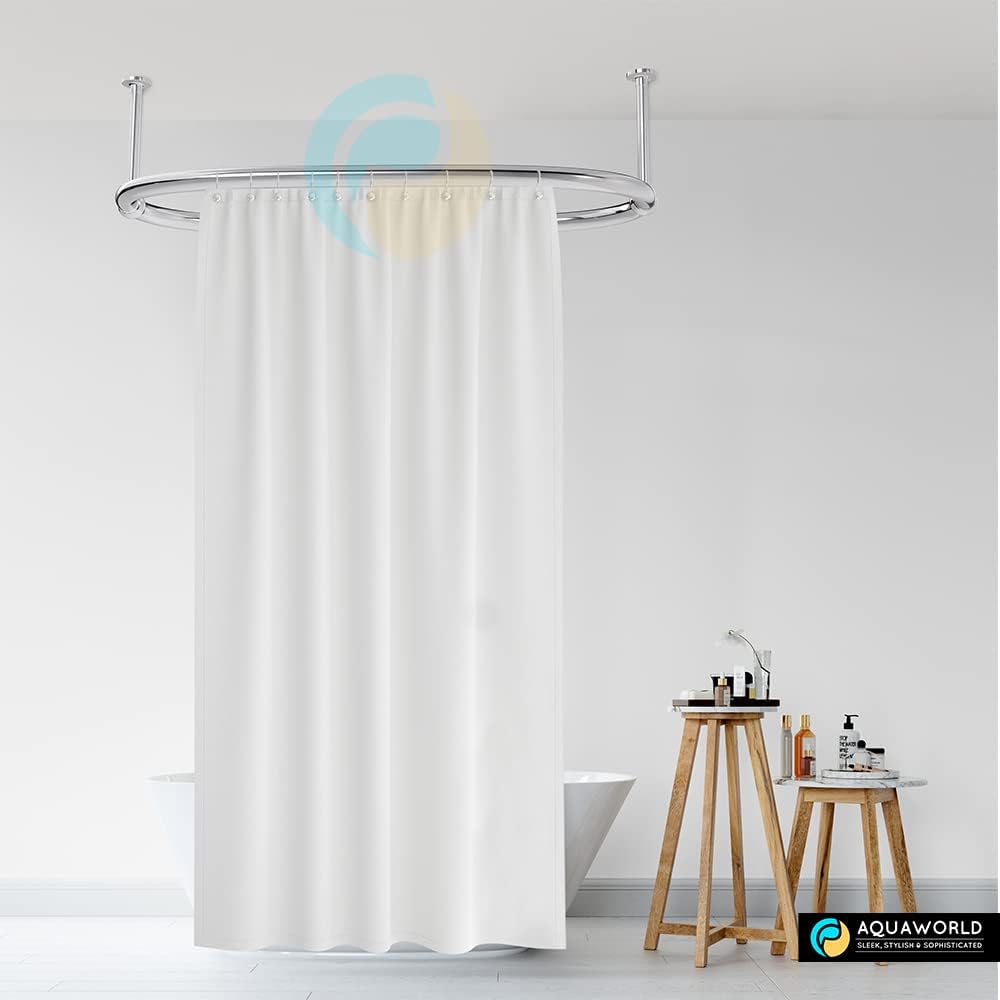 Aquaworld Oval Shower Curtain Rail, Ceiling-Mounted, Steel 110x64x28cm, 14 Rings