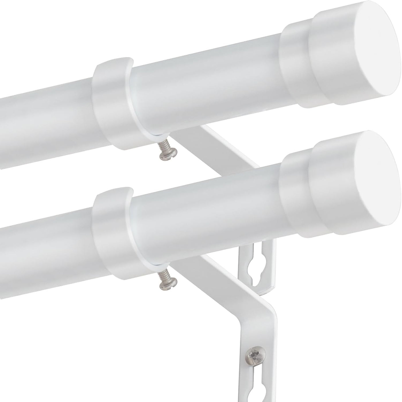 Curtain Poles 76-230cm 25mm Adjustable White Metal Finials 2 Pack BellaHills Set