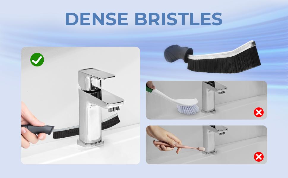 Bathroom cleaning brush with dense bristles shown on a blue background