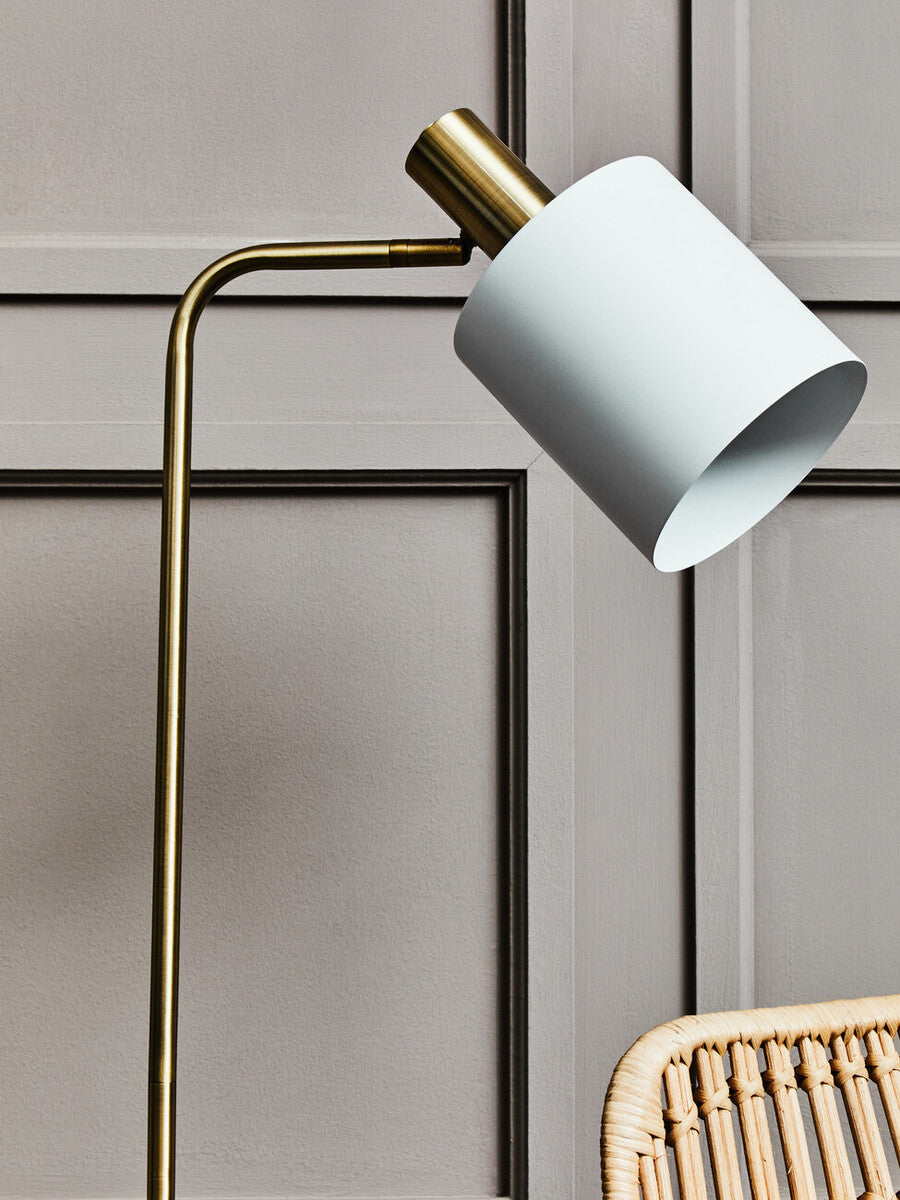 Floor Lamp Marble Base Gold Modern Standing Lamp White Shade Orsina