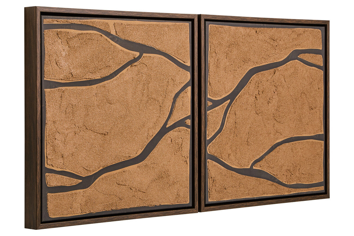 Wall Art Set Textured Canvas Brown Black Modern Decor Set of 2 Orsina