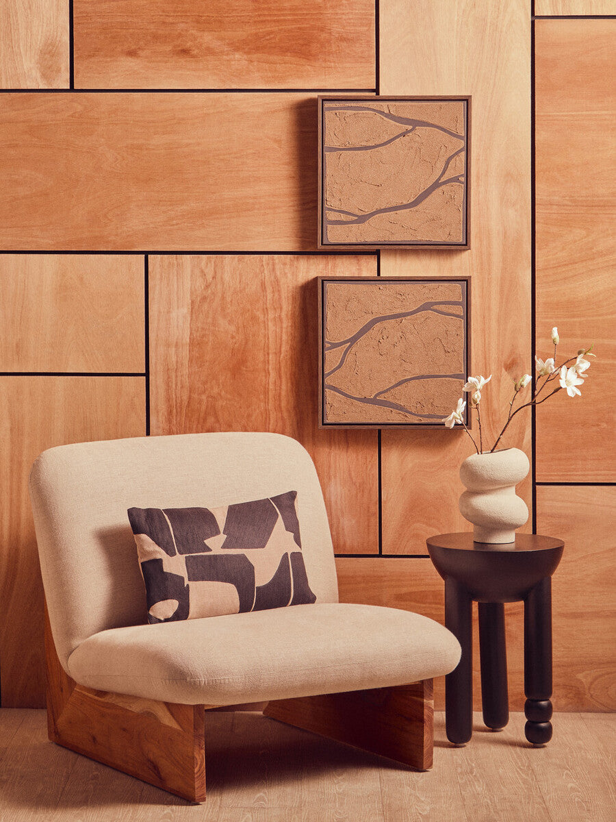 Wall Art Set Textured Canvas Brown Black Modern Decor Set of 2 Orsina