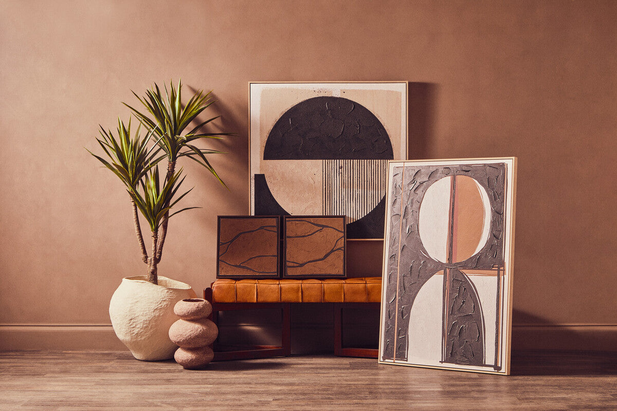 Wall Art Set Textured Canvas Brown Black Modern Decor Set of 2 Orsina
