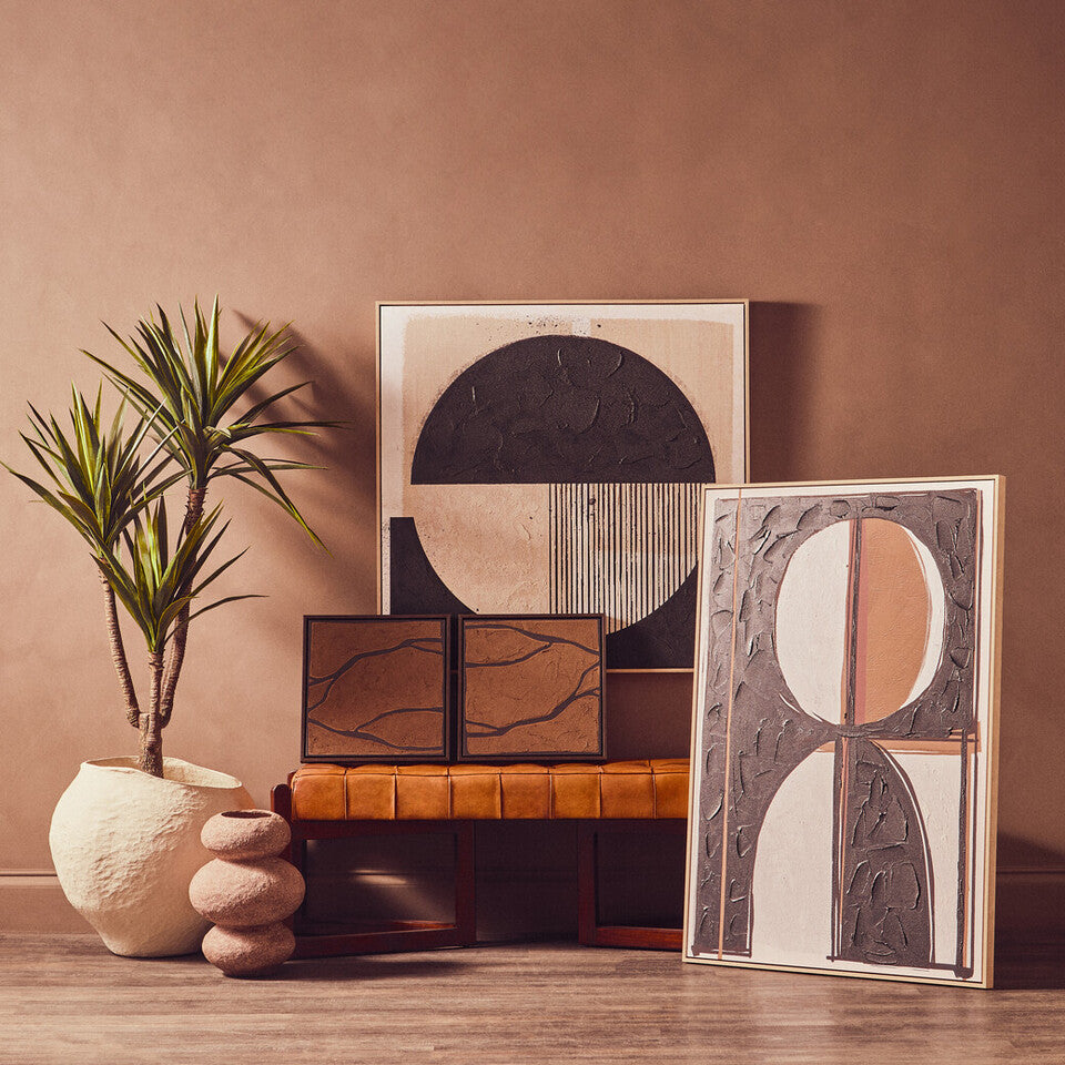 Wall Art Set Textured Canvas Brown Black Modern Decor Set of 2 Orsina
