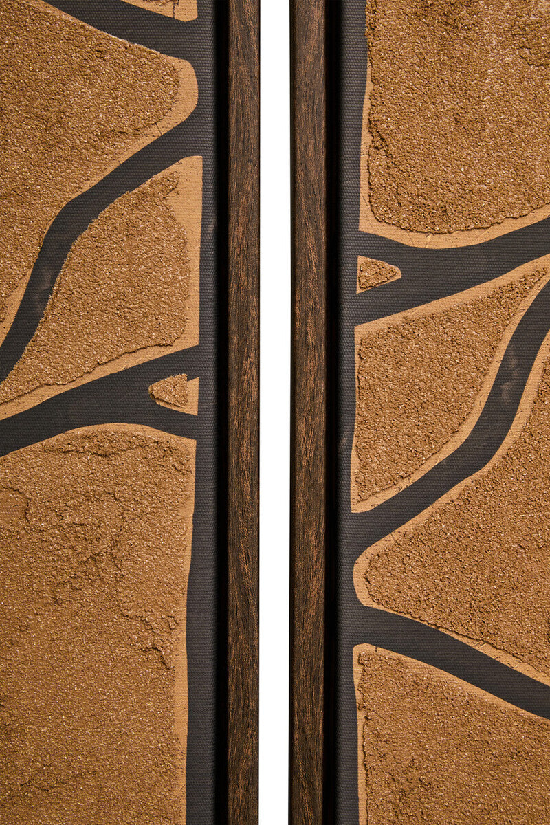 Wall Art Set Textured Canvas Brown Black Modern Decor Set of 2 Orsina